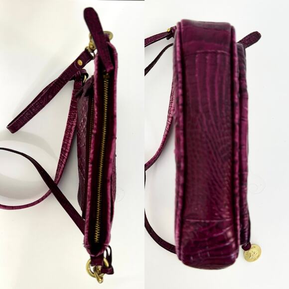 Brahmin Cleo Crossbody Bag Dewberry Berry Pink Embossed Leather - Picture 8 of 13